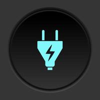 Round button icon Electrical plug. Button banner round badge interface for application illustration on dark background vector