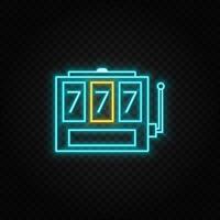 Gaming machine. Blue and yellow neon vector icon. Transparent background.