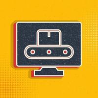 Mass production, computer pop art, retro icon. Vector illustration of pop art style on retro background