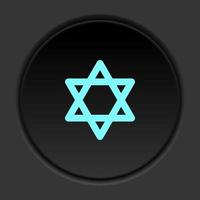 Round button icon Israel star of david. Button banner round badge interface for application illustration on dark background vector