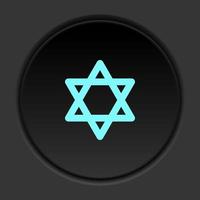 Round button icon Israel star of david. Button banner round badge interface for application illustration on dark background vector