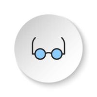 Round button for web icon, clever, glasses, read. Button banner round, badge interface for application illustration on white background vector