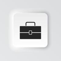 rectángulo botón icono metal caja de almuerzo. botón bandera rectángulo Insignia interfaz para solicitud ilustración en neomórfico estilo en blanco antecedentes vector