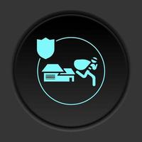 Dark button flat icons on round backgrounds. Building construction insurance dark circle vector icon on darken background