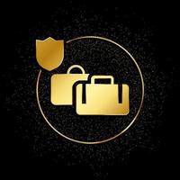 travel, insurance, bags gold icon. Vector illustration of golden particle background. Gold vector icon