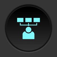 Round button icon, skills, users. Button banner round, badge interface for application illustration on dark background vector