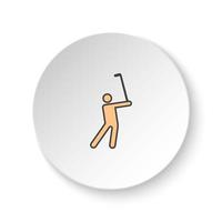 Round button for web icon, Man, golf, playing. Button banner round, badge interface for application illustration on white background vector