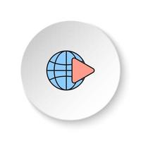 redondo botón para web icono, logístico, globo botón bandera redondo, Insignia interfaz para solicitud ilustración en blanco antecedentes vector