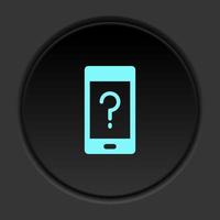 Dark button icon phone help. Button banner round badge interface for application illustration on darken background vector