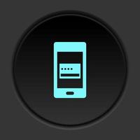 Dark button icon phone credit card. Button banner round badge interface for application illustration on darken background vector