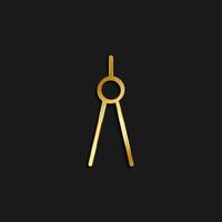 calipers, mason, measure gold icon. Vector illustration of golden dark background .