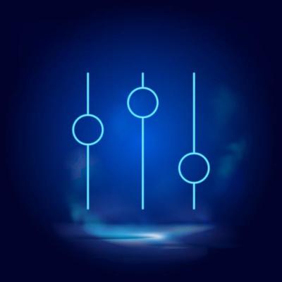 Smoke effect neon style vector icons, tune, control, setting neon icon