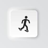 Rectangle button icon Walking with snowshoes. Button banner Rectangle badge interface for application illustration on neomorphic style on white background vector