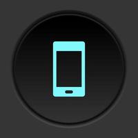Dark button icon mobile. Button banner round badge interface for application illustration on darken background vector