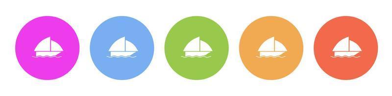 Multi colored flat icons on round backgrounds. Boat multicolor circle vector icon on white background