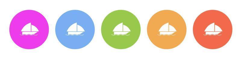 Multi colored flat icons on round backgrounds. Boat multicolor circle vector icon on white background