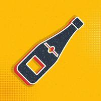 Champagne bottle sign simple pop art style vector icon.