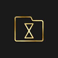 delay, folder, progress gold icon. Vector illustration of golden icon on dark background