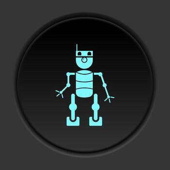 Dark button icon Robot technology. Button banner round badge interface for application illustration on darken background vector