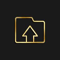 folder, storage, upload gold icon. Vector illustration of golden icon on dark background