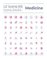 Medicine related flat gradient two-color ui icons set. Healthcare. Hospital and clinic. Vector isolated RGB pictograms. GUI, UX design for web, mobile