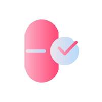 Take medication flat gradient two-color ui icon. Capsule and checkmark. Correct therapy. Simple filled pictogram. GUI, UX design for mobile application. Vector isolated RGB illustration