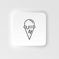 Neumorphic style food and drink vector icon. Ice cream icon isolated . Dessert symbol modern, simple, vector, icon for website design, mobile app, ui on neumorphism white background