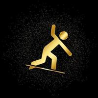 Surfer gold, icon. Vector illustration of golden particle on gold vector background