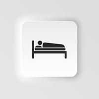 Rectangle button icon Man sleep. Button banner Rectangle badge interface for application illustration on neomorphic style on white background vector