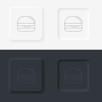 Neumorphic style black and white set food and drink vector icon. Burger icon vector isolated, Burger transparent sign, thin symbols or lined elements in outline style icon set