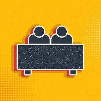 entrevista, los usuarios popular arte, retro icono. vector ilustración de popular Arte estilo en retro antecedentes