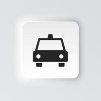 rectángulo botón icono Taxi. botón bandera rectángulo Insignia interfaz para solicitud ilustración en neomórfico estilo en blanco antecedentes vector