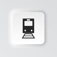 rectángulo botón icono tren. botón bandera rectángulo Insignia interfaz para solicitud ilustración en neomórfico estilo en blanco antecedentes vector