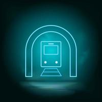 Train, tunnel blue neon vector icon. Simple element illustration from map and navigation concept. Train, tunnel blue neon vector icon. Real estate concept vector illustration. on white background