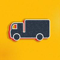 Delivery truck pop art, retro icon. Vector illustration of pop art style on retro background