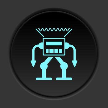 Dark button icon Robot technology. Button banner round badge interface for application illustration on darken background vector