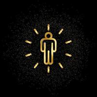 Enlightenment gold icon. Vector illustration of golden particle background.. Spiritual concept vector illustration .