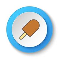 Round button for web icon, ice cream. Button banner round, badge interface for application illustration on white background vector