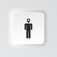 Rectangle button icon Man location. Button banner Rectangle badge interface for application illustration on neomorphic style on white background vector