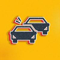 Auto, car collision pop art, retro icon. Vector illustration of pop art style on retro background