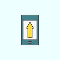 phone, arrow up, upload color vector icon, vector illustration on white background