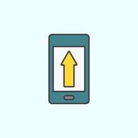 phone, arrow up, upload color vector icon, vector illustration on white background