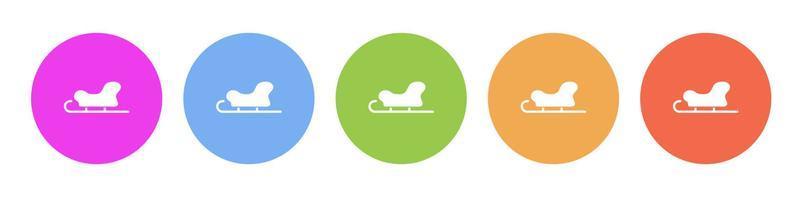 Multi colored flat icons on round backgrounds. sleigh, sled, ride, santa multicolor circle vector icon on white background