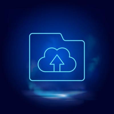 Smoke effect neon style vector icons, cloud, folder, storage neon icon