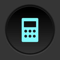 Dark button icon mobile phone. Button banner round badge interface for application illustration on darken background vector