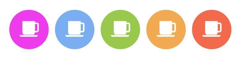 Multi colored flat icons on round backgrounds. Coffee cup multicolor circle vector icon on white background