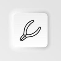 Pliers, tool vector icon. Element of design tool for mobile concept and web apps vector. Thin neumorphic style vector icon for website design on neumorphism white background