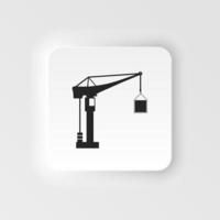 building construction crane neumorphic icon. Crane neumorphic icon. Construction crane neumorphic icon, on white background vector