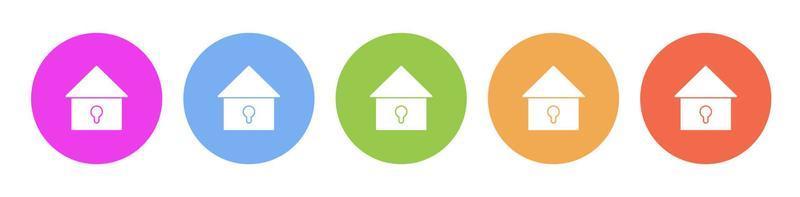 Multi colored flat icons on round backgrounds. Locked house multicolor circle vector icon on white background