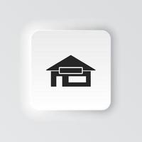 Rectangle button icon House silhouette. Button banner Rectangle badge interface for application illustration on neomorphic style on white background vector